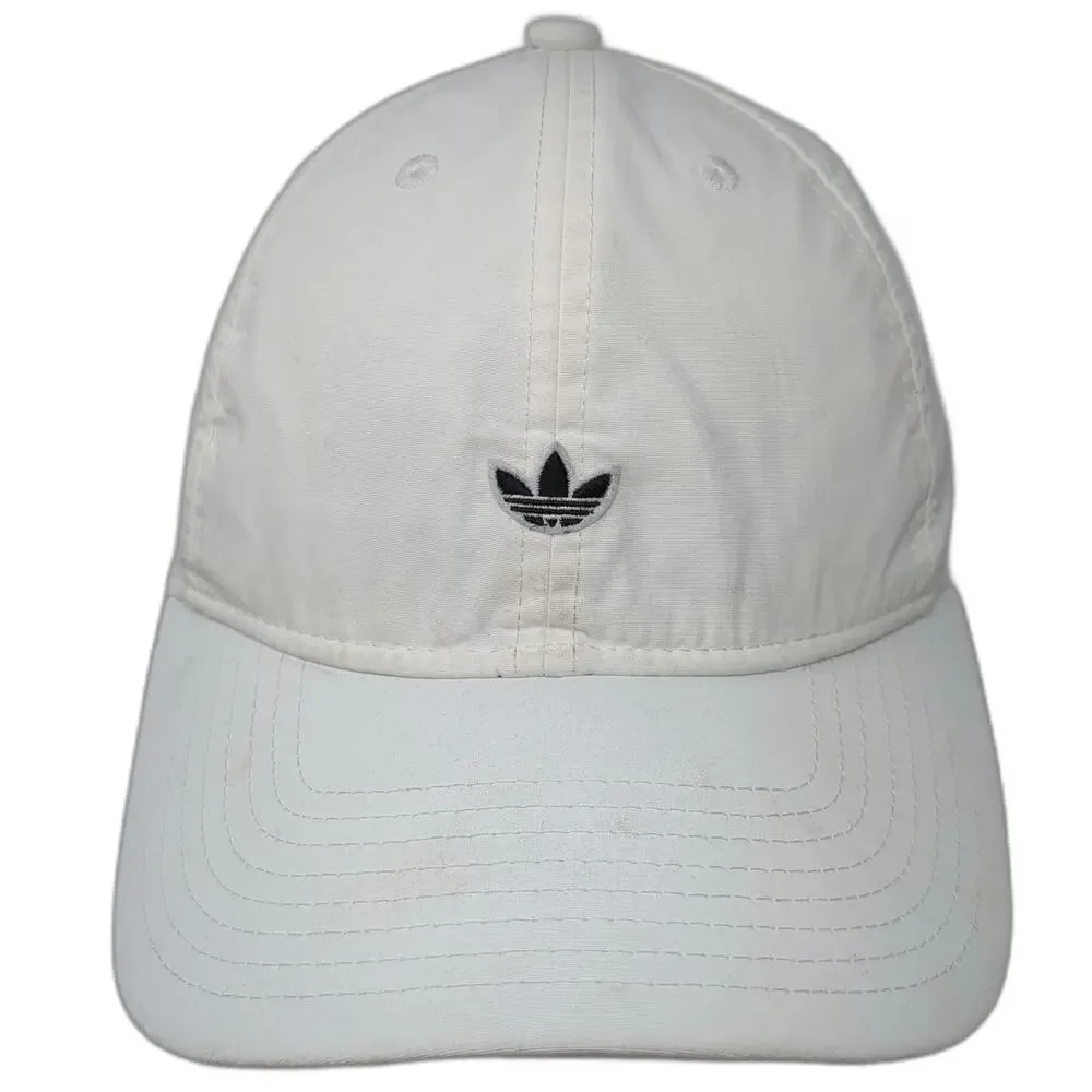 Adidas Baseball Cap White One Size Nylon Trefoil Logo Adjustable Hat Slideback